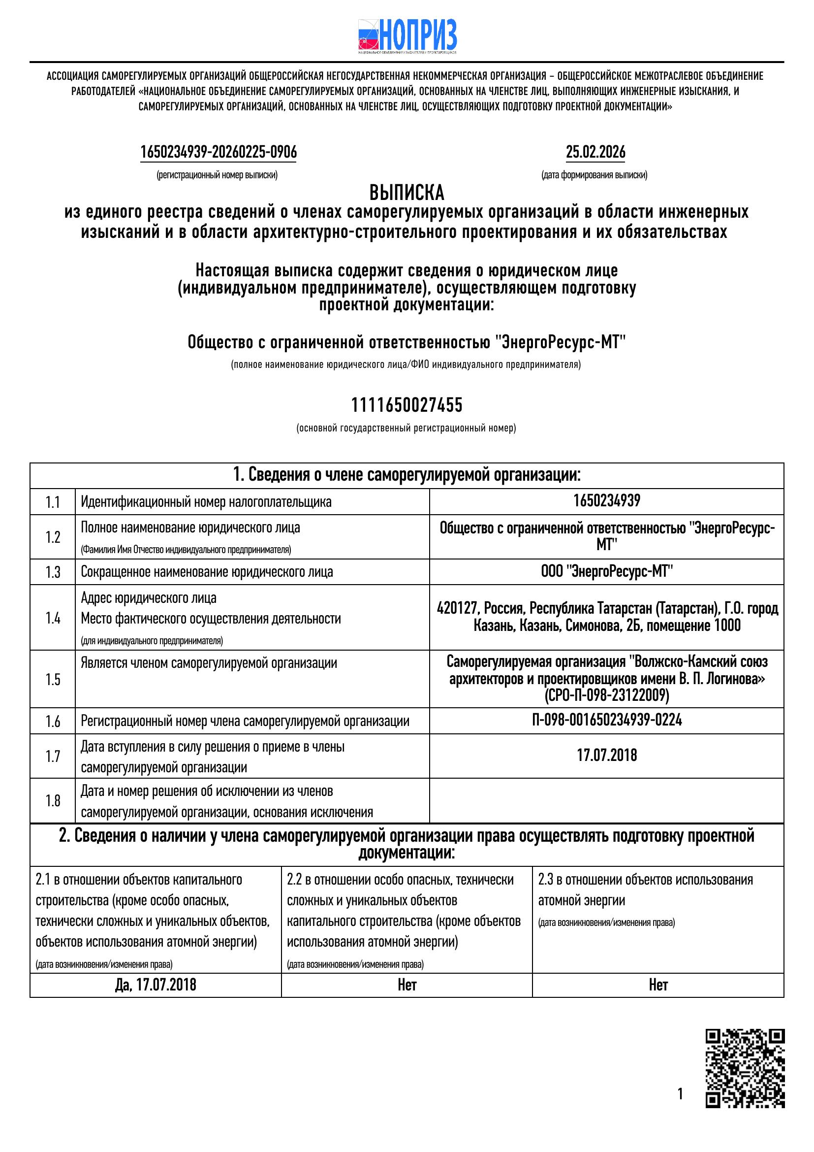 Выписка СРО — Проектирование